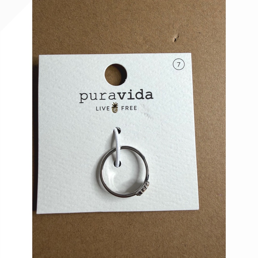 Pura Vida Enamel Sunflower Ring NEW Silver Tone Rhodium Plated Size 7 - Picture 2 of 4